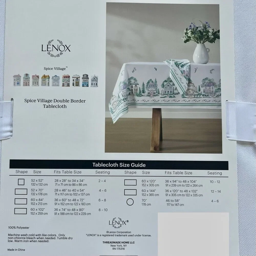 Lenox Spice Village White Tablecloth 52x52 inch Square Viral Tik Tok New